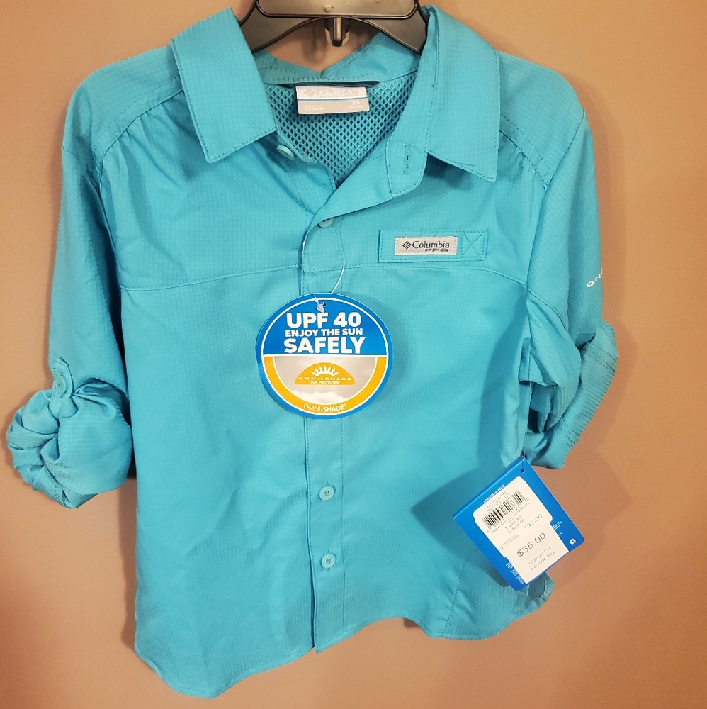 Columbia Boys Button Up XS Top NEW